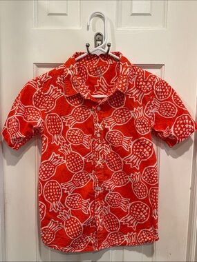 Boys Short-Sleeve Pineapple Print Button-Down Shirt